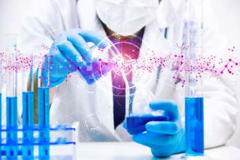 Scientist analyzing ingredients in a laboratory
