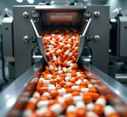 Capsule production line at a factory