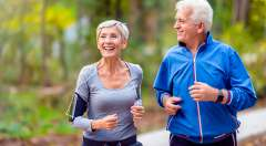 Elderly couple jogging