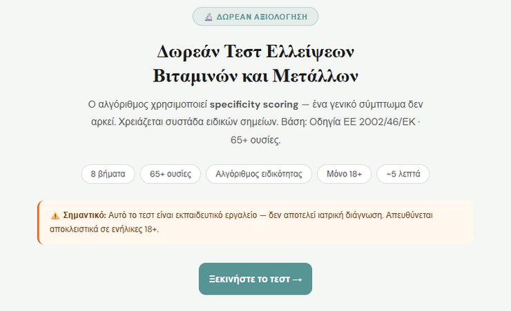 Free Vitamin and Mineral Deficiency Test — Swiss Formula